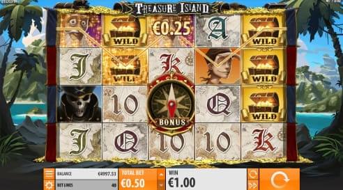 Special features in slot game Treasure Island